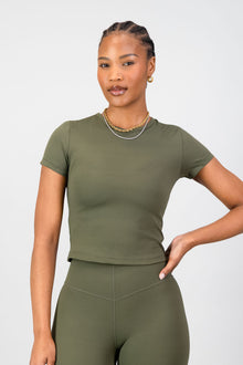 Olivia Fitted Tee - Olive